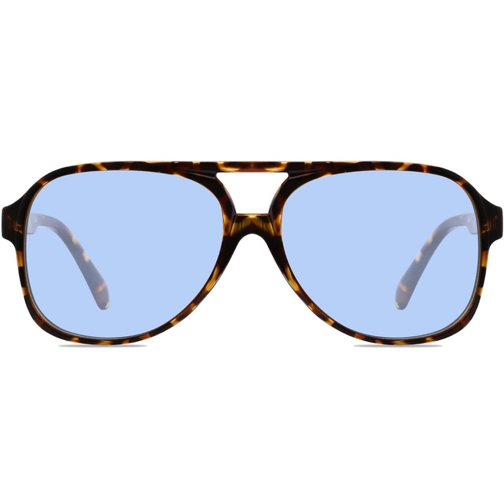 Aviator 70’s Sunglasses - blue lenses & tortoise frame